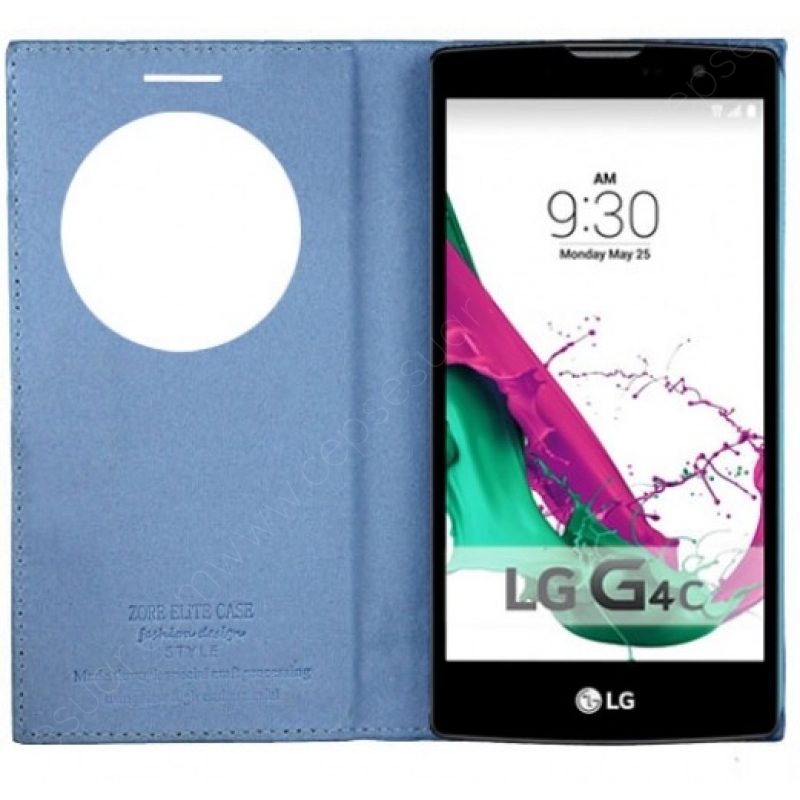 LG G4c Kılıf Kapaklı Pencereli Mıknatıslı Mavi fiyatı ve özellikleri