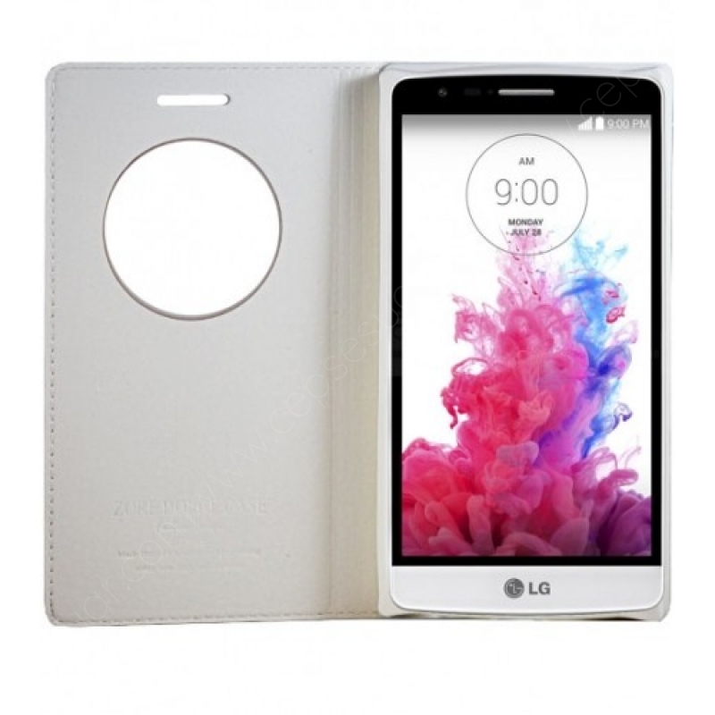 LG G3 Kılıf Kapaklı Pencereli Gizli Mıknatıslı Dolce Beyaz fiyatı ve  özellikleri