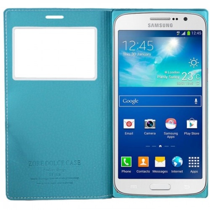 Samsung Galaxy Grand 2 Kılıf Kapaklı Pencereli Gizli Mıknatıslı Dolce Mavi  fiyatı ve özellikleri