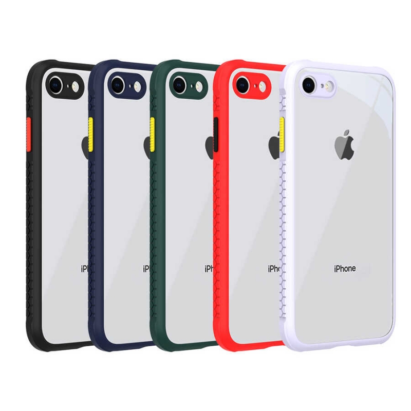 Apple iPhone SE 2020 Kılıf Kenar Desenli Renkli Tuş Korumalı Lila fiyatı ve  özellikleri