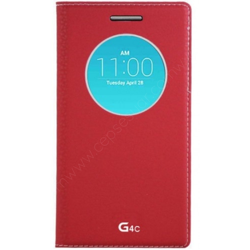 LG G4c Kılıf Kapaklı Pencereli Gizli Mıknatıslı Dolce Kırmızı fiyatı ve  özellikleri