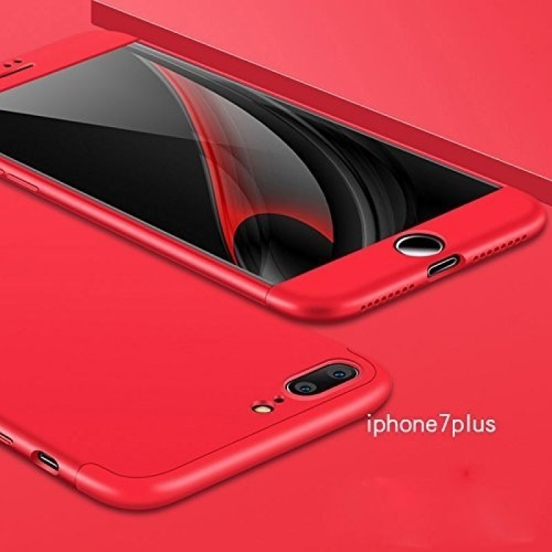 Apple iPhone 8 Plus Kılıf 3 Parça 360 Tam Koruma Slim Fit Kırmızı fiyatı ve  özellikleri