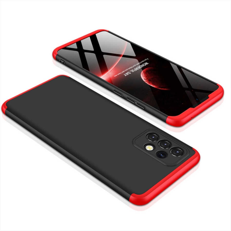 Samsung Galaxy A72 Kılıf 3 Parça 360 Tam Koruma Slim Fit Siyah Kırmızı  fiyatı ve özellikleri