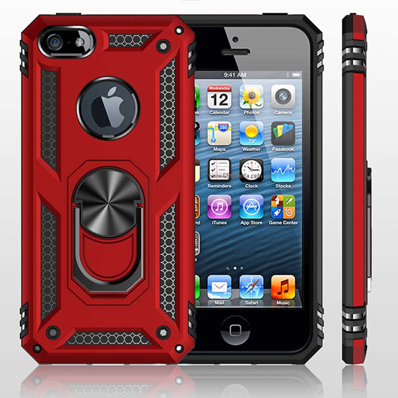 Apple iPhone 5s Kılıf Armor Yüzüklü Mıknatıslı Tam Koruma Kırmızı fiyatı ve  özellikleri