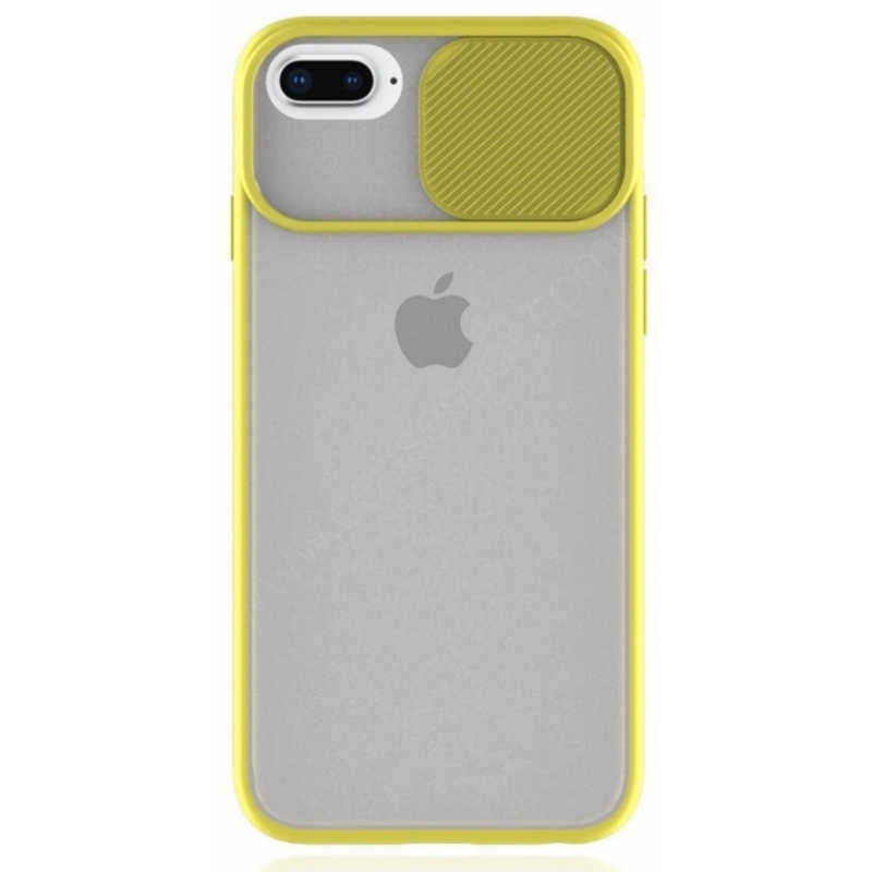 Apple iPhone 7 Kılıf Kamera Korumalı Sürgülü Arkası Mat Vop Sarı fiyatı ve  özellikleri
